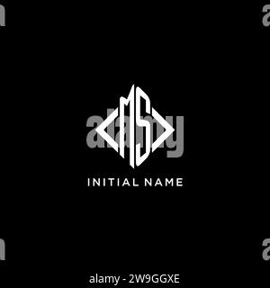 MS initial monogram with rhombus shape logo design ideas Stock Vector