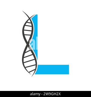 DNA Logo On Letter L Vector Template For Healthcare Sign Stock Vector