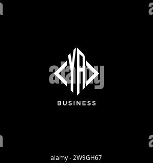 YR initial monogram with rhombus shape logo design ideas Stock Vector