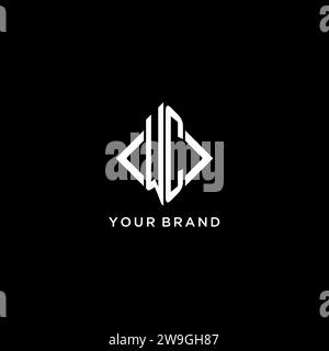 WC initial monogram with rhombus shape logo design ideas Stock Vector