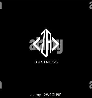 ZR initial monogram with rhombus shape logo design ideas Stock Vector