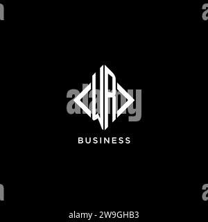 WR initial monogram with rhombus shape logo design ideas Stock Vector