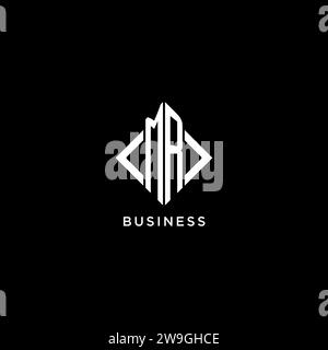 MR initial monogram with rhombus shape logo design ideas Stock Vector