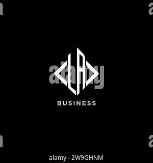 LR initial monogram with rhombus shape logo design ideas Stock Vector