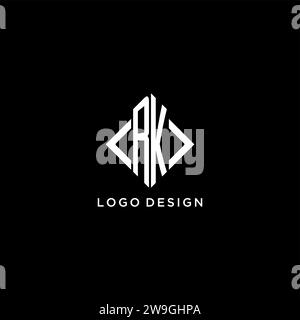 RK initial monogram with rhombus shape logo design ideas Stock Vector
