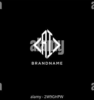 RI initial monogram with rhombus shape logo design ideas Stock Vector