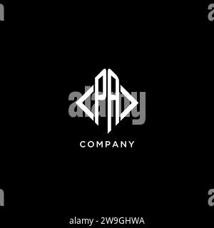 PA initial monogram with rhombus shape logo design ideas Stock Vector