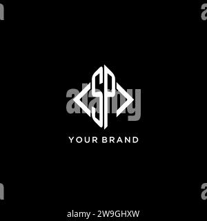SP initial monogram with rhombus shape logo design ideas Stock Vector