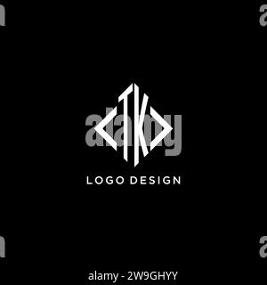 TK initial monogram with rhombus shape logo design ideas Stock Vector