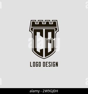 Monogram CB with shield fortress logo design style vector graphic Stock Vector