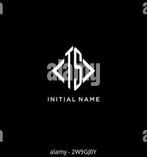 TS initial monogram with rhombus shape logo design ideas Stock Vector