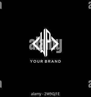 WP initial monogram with rhombus shape logo design ideas Stock Vector