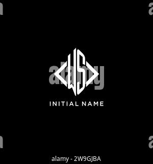 WS initial monogram with rhombus shape logo design ideas Stock Vector