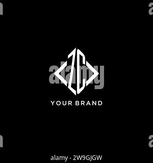 ZC initial logo with square rectangular shape style design ideas Stock ...