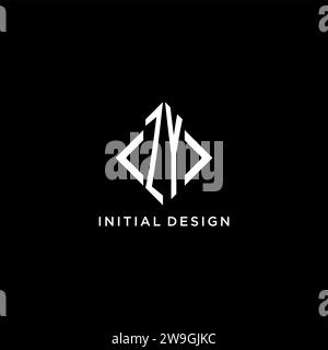 ZY initial logo with square rectangular shape style design ideas Stock ...