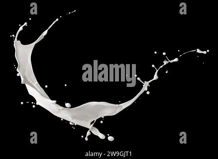 Milk splash isolated on black background Stock Photo
