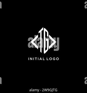 TG initial monogram with rhombus shape logo design ideas Stock Vector