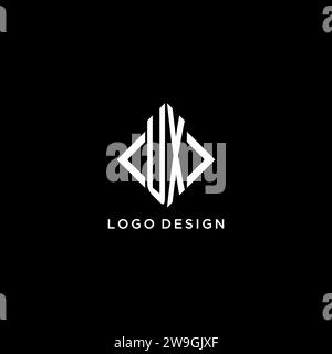 UX initial monogram with rhombus shape logo design ideas Stock Vector