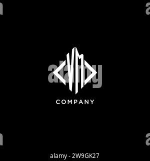 VM initial monogram with rhombus shape logo design ideas Stock Vector