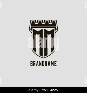 MM logo monogram with fortress castle and shield style design ideas ...
