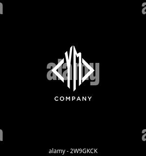 YM initial monogram with rhombus shape logo design ideas Stock Vector