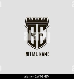 Monogram BY with shield fortress logo design style vector graphic Stock ...