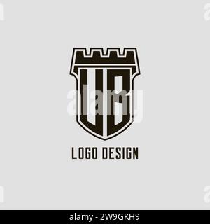 Monogram UB with shield fortress logo design style vector graphic Stock Vector