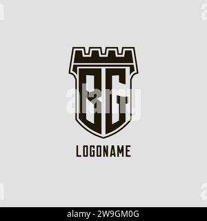 Monogram BG logo with geometric shield and crown, luxury elegant ...