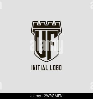 VF monogram initial name with shield shape icon design vector graphic ...
