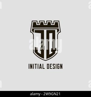 JQ logo monogram with fortress castle and shield style design ideas ...