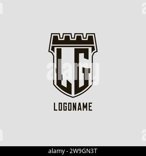 LG logo initial monogram with castle shape style design template ...