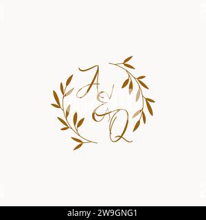 AQ initial wedding monogram logo design Stock Vector