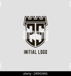 ZS logo monogram with fortress castle and shield style design ideas ...