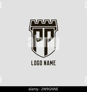 PP logo monogram with fortress castle and shield style design ideas ...