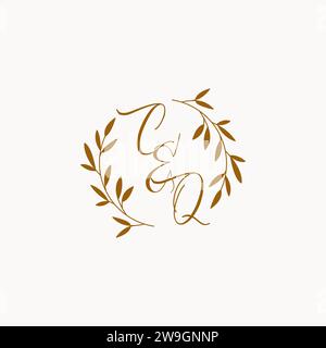 CQ initial wedding monogram logo design Stock Vector