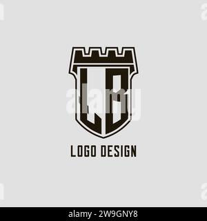Monogram LB logo with geometric shield and crown, luxury elegant ...