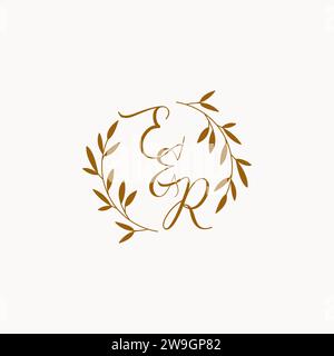 ER initial wedding monogram logo design Stock Vector