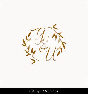 GU initial wedding monogram logo design Stock Vector