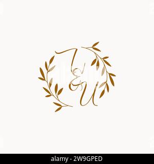 IU initial wedding monogram logo design Stock Vector