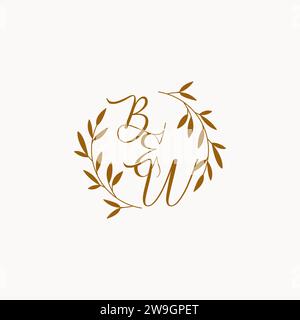 BW initial wedding monogram logo design Stock Vector