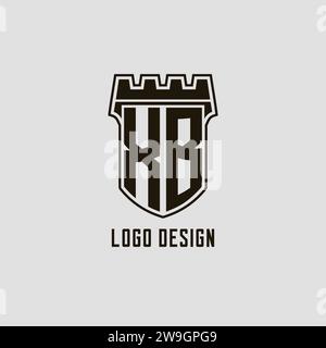 Monogram XB with shield fortress logo design style vector graphic Stock Vector