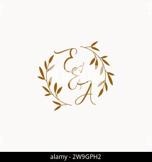 EA initial wedding monogram logo design Stock Vector