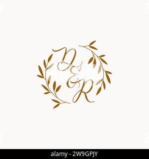 DR initial wedding monogram logo design Stock Vector