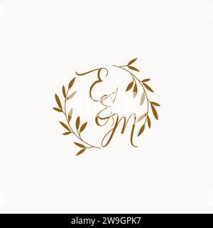 EM initial wedding monogram logo design Stock Vector