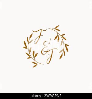 FT initial wedding monogram logo design Stock Vector