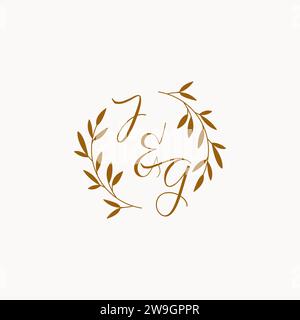 JG initial wedding monogram logo design Stock Vector