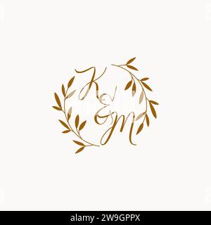 KM initial wedding monogram logo design Stock Vector