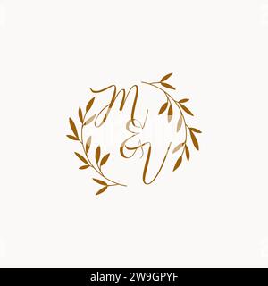 MV initial wedding monogram logo design Stock Vector