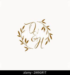 OH initial wedding monogram logo design Stock Vector