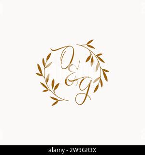 OG initial wedding monogram logo design Stock Vector